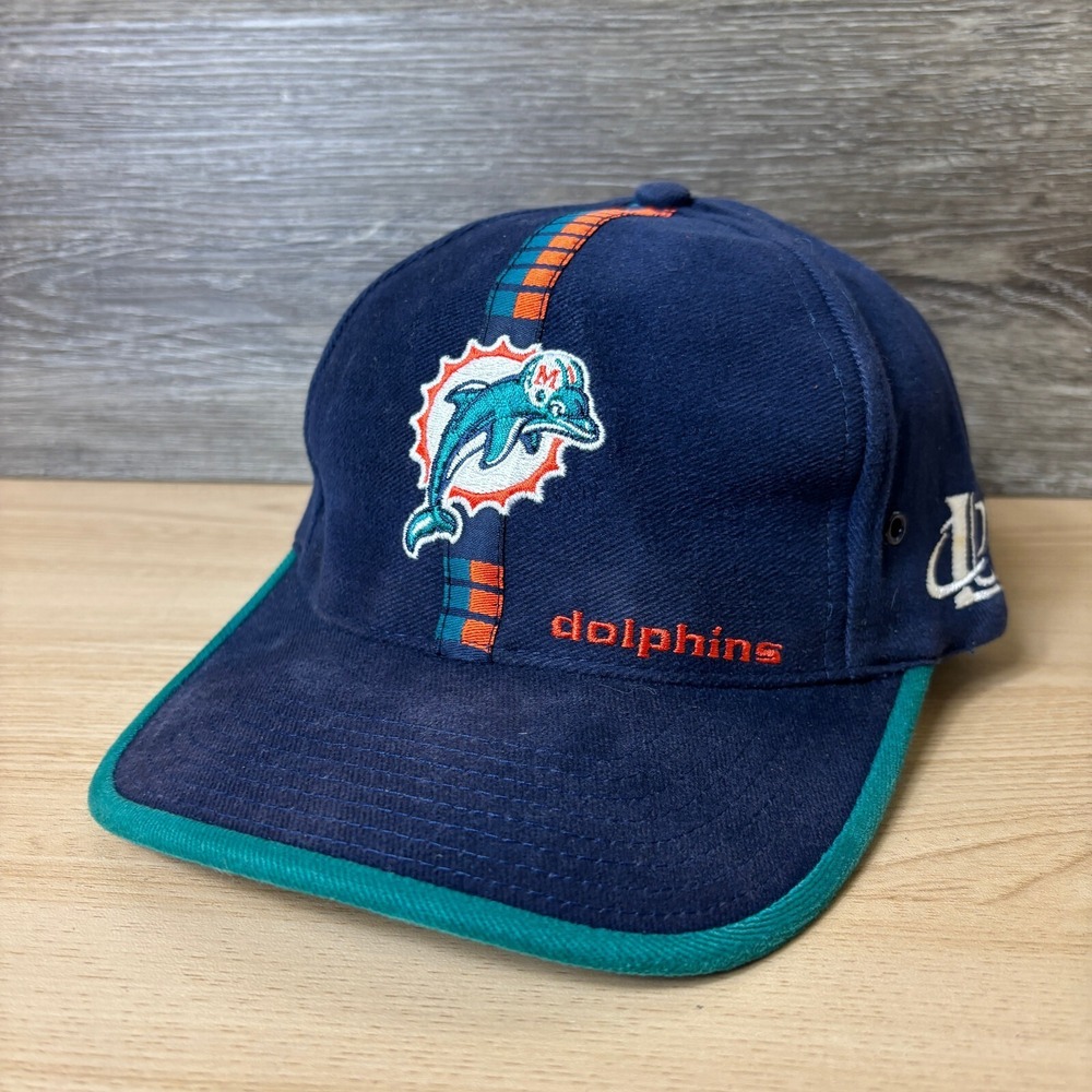 Vintage Miami Dolphins Hat Cap Strap Back Blue NFL Football Logo Athletic‎ 90s